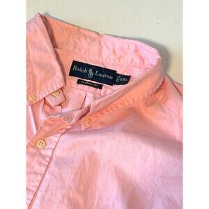 Polo Ralph Lauren men's XXL short-sleeve oxford pink shirt cotton blue pony